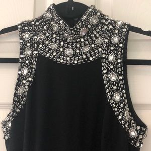 Betsy Adam Black bejeweled evening dress